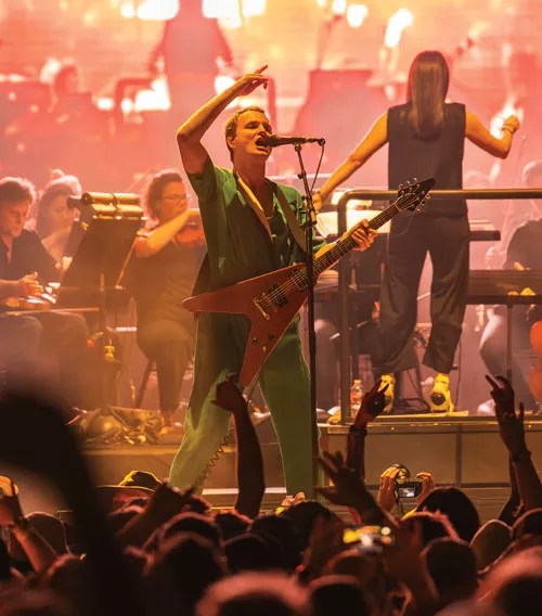 band with orange background