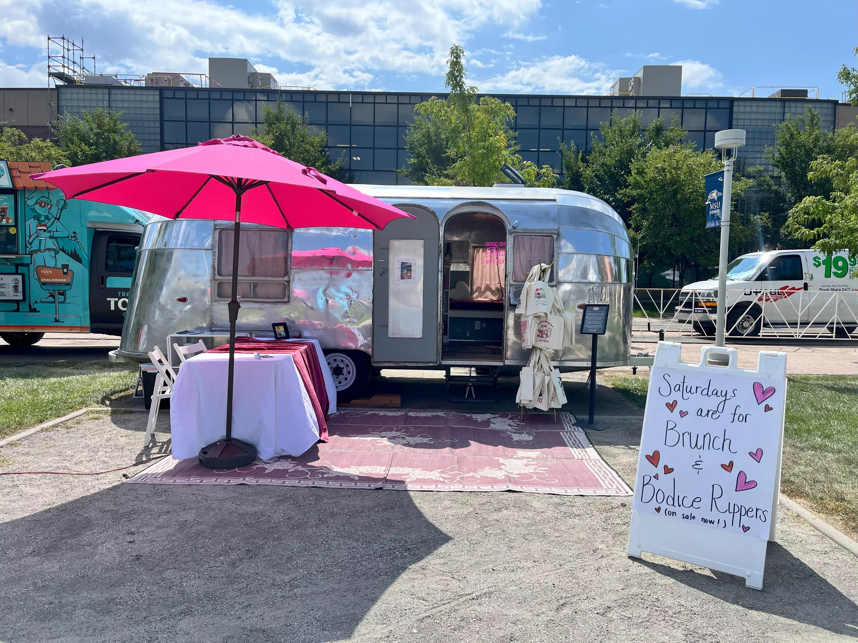 A van with books in it