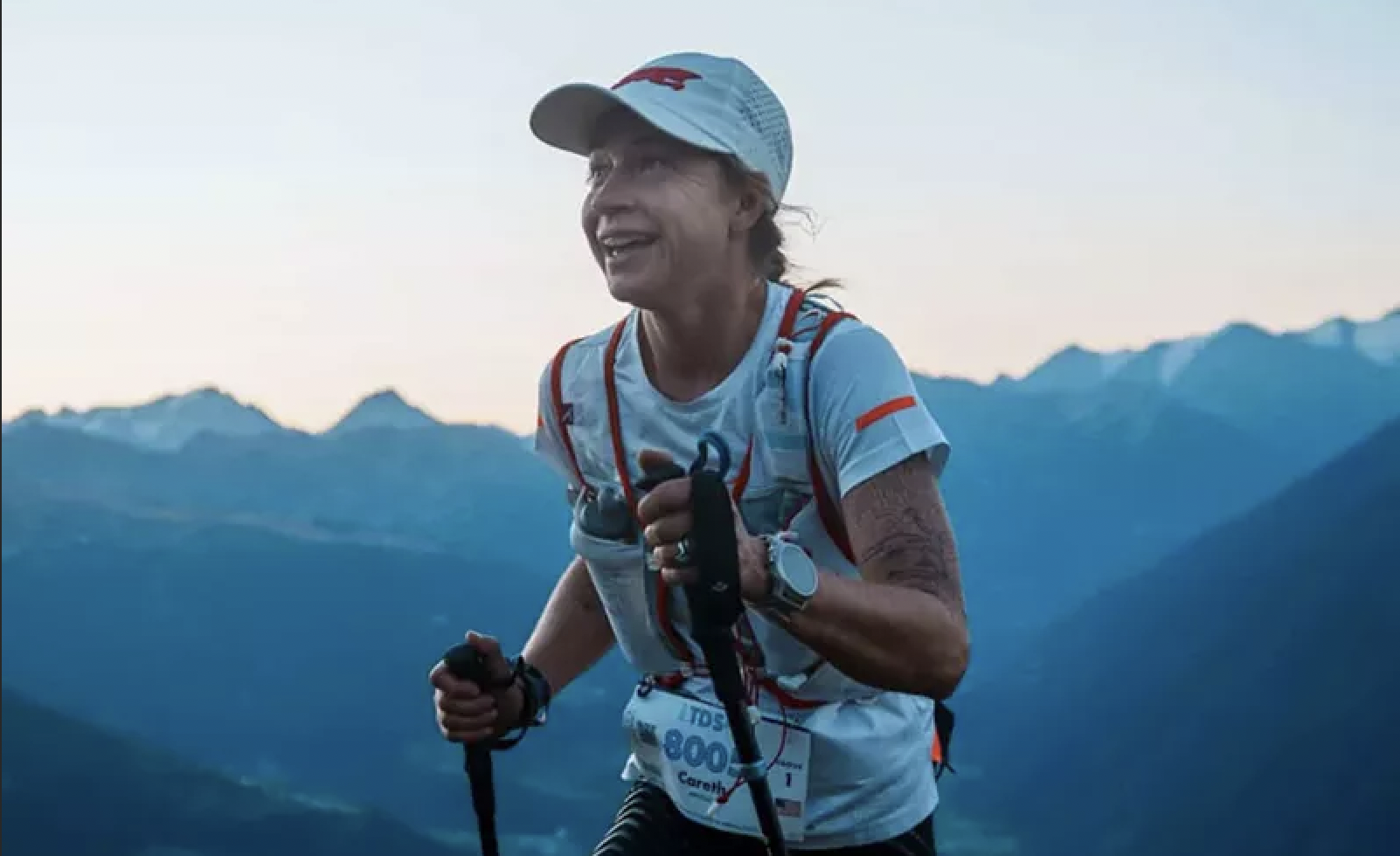 Careth Arnold going uphill in the Alps