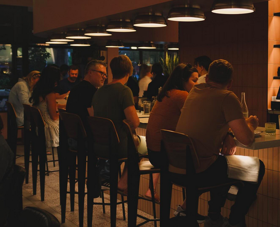 people seated at a counter